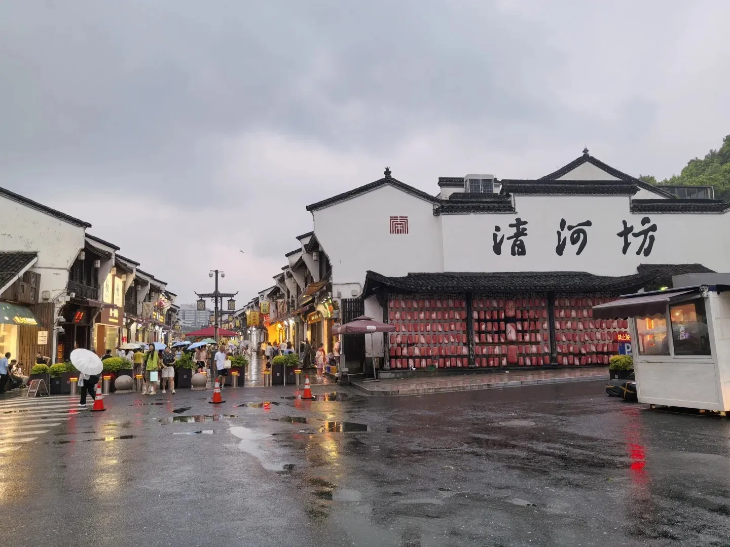 Pedestrian street and historic buildings in Hangzhou Qinghefang district